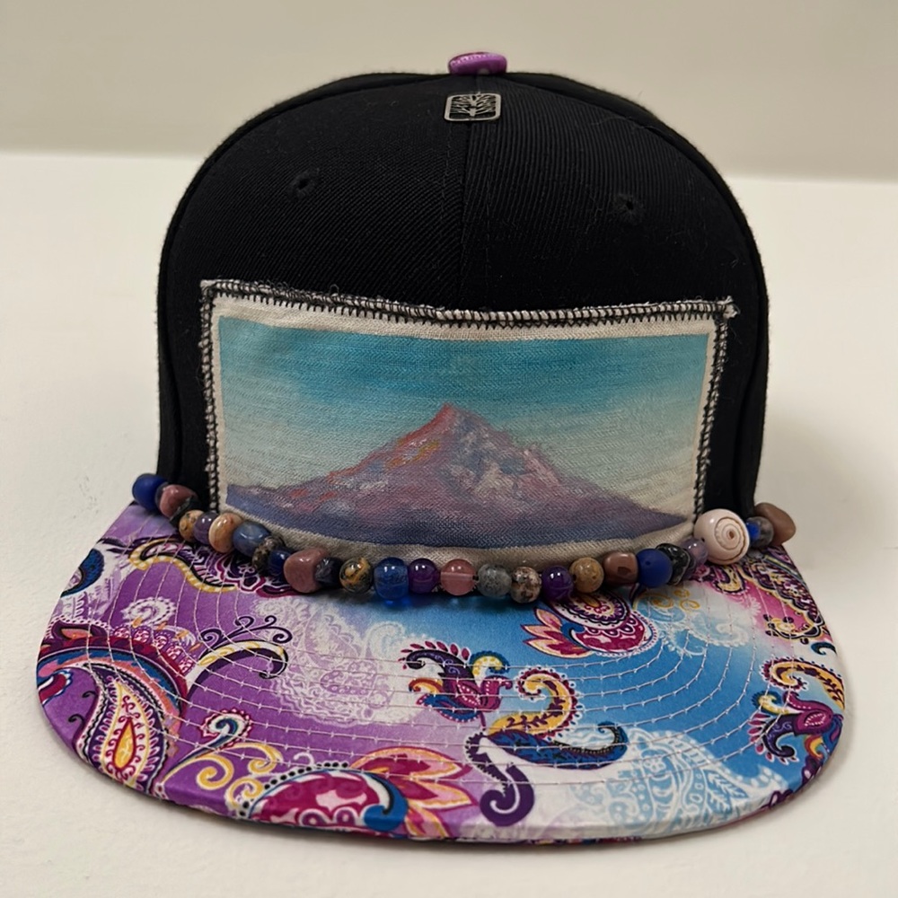 Hand painted Mt Hood baseball cap